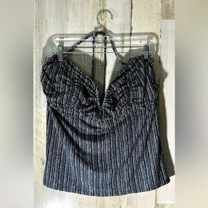 Mynah Lined Black White Tankini Swimsuit Top XXL